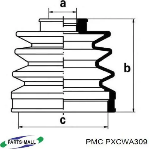 PXCWA309 Parts-Mall Пильник ШРКШ внутрішній, передній півосі