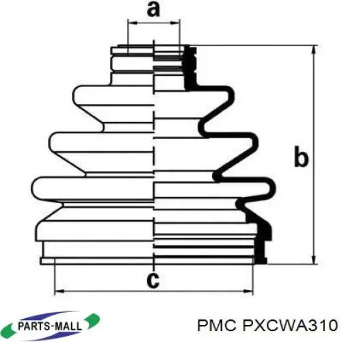 Пильник ШРУСа зовнішній, передній піввісі PXCWA310 Parts-Mall