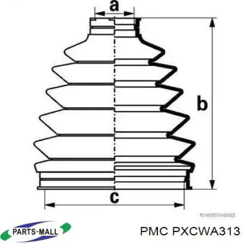 PXCWA313 Parts-Mall Пильник ШРКШ зовнішній, правий
