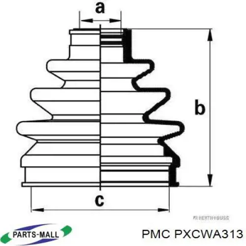 Пильник ШРУСа зовнішній, правий Parts-Mall PXCWA313 ціна, від 9.09 USD