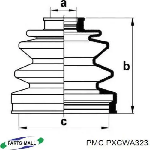 PXCWA323 Parts-Mall пильник шруса зовнішній, передній піввісі