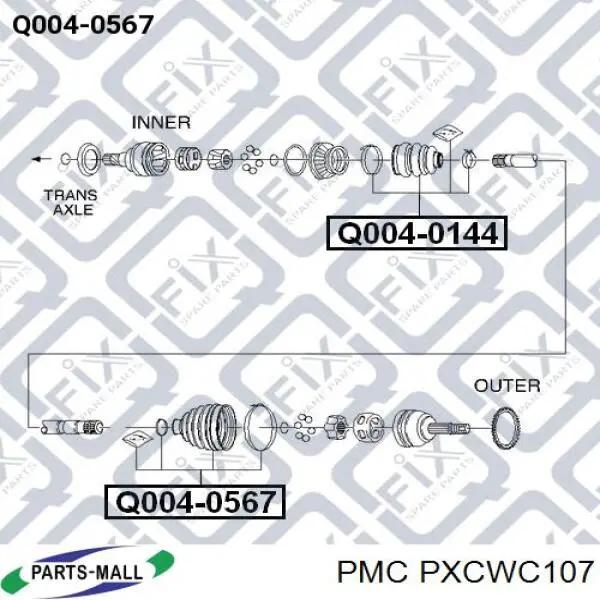 PXCWC107 Parts-Mall Пильник ШРУСа зовнішній, передній піввісі