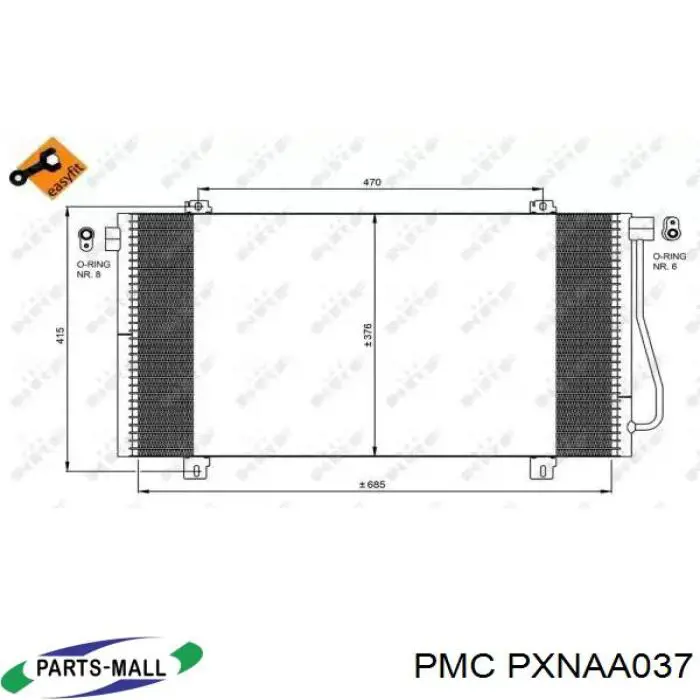 Купити PXNAA037 Parts-Mall Дифузор радіатора охолодження, в зборі з двигуном і крильчаткою