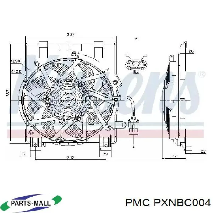 Дифузор радіатора кондиціонера, в зборі з крильчаткою і двигуном Parts-Mall PXNBC004 ціна, від  USD