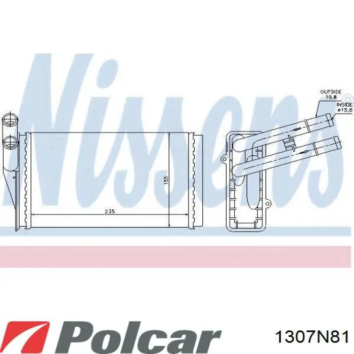 1307N81 Polcar Радіатор опалювача салону