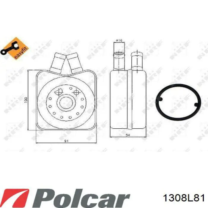 Радіатор масляний (холодильник), під фільтром 1308L81 Polcar