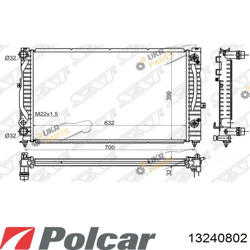 13240802 Polcar радіатор охолодження двигуна