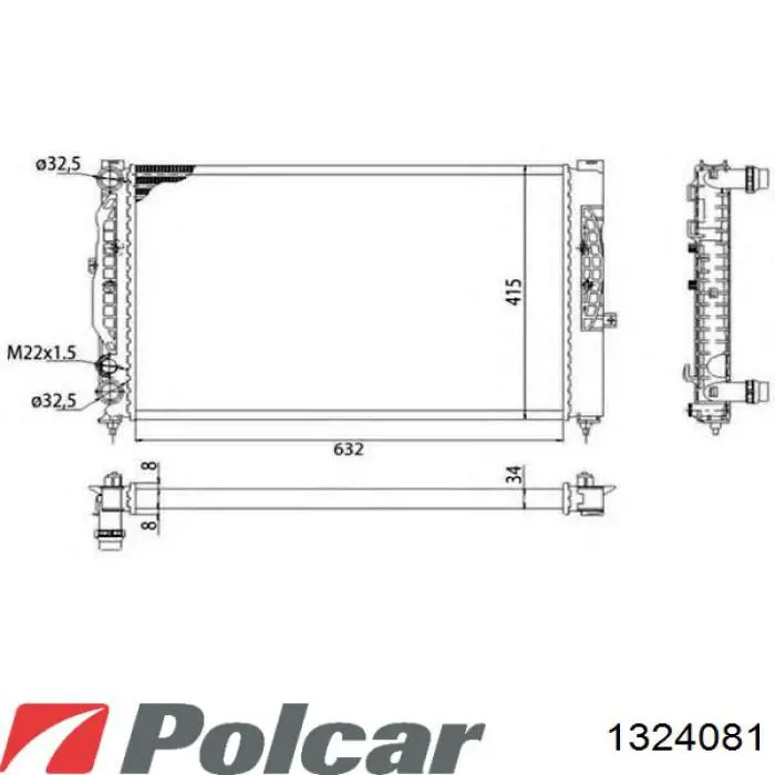 Радіатор охолодження двигуна 1324081 Polcar