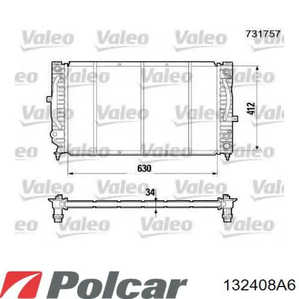 Купити 132408A6 Polcar Радіатор двигуна