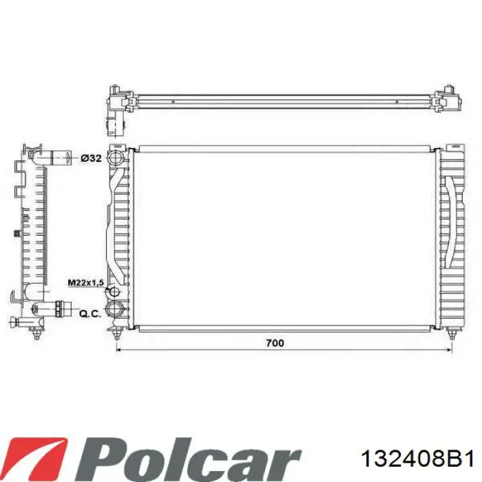 Радіатор основний Polcar 132408B1 ціна, від 53.62 USD