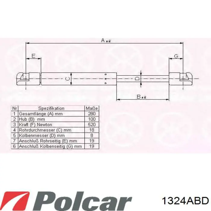 1324ABD Polcar амортизатор кришки багажника/ двері 3/5-ї задньої