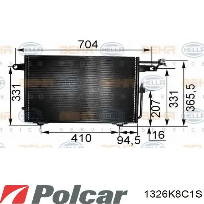 Радіатор кондиціонера 1326K8C1S Polcar