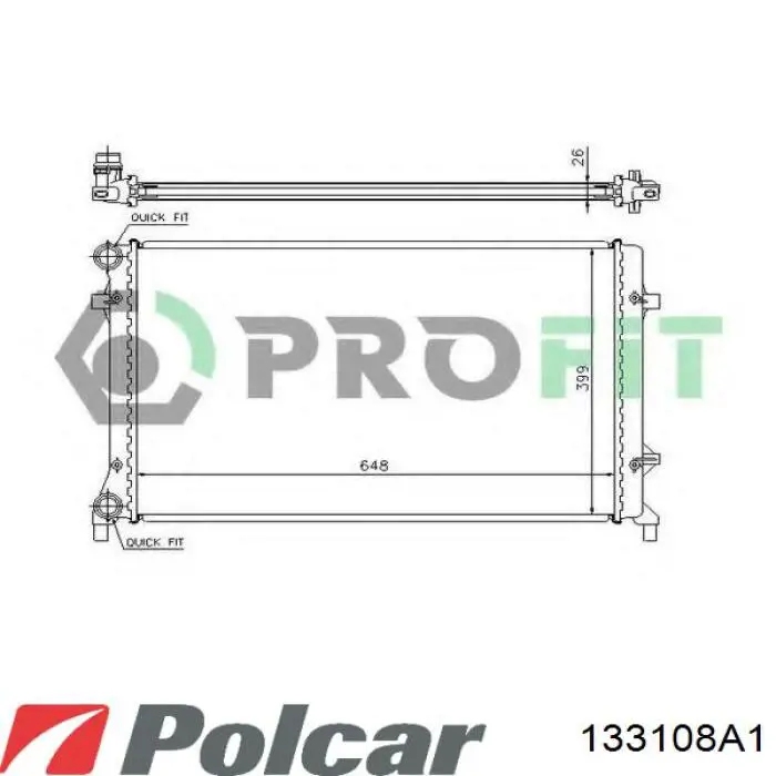 Купити 133108A1 Polcar Радіатор двигуна