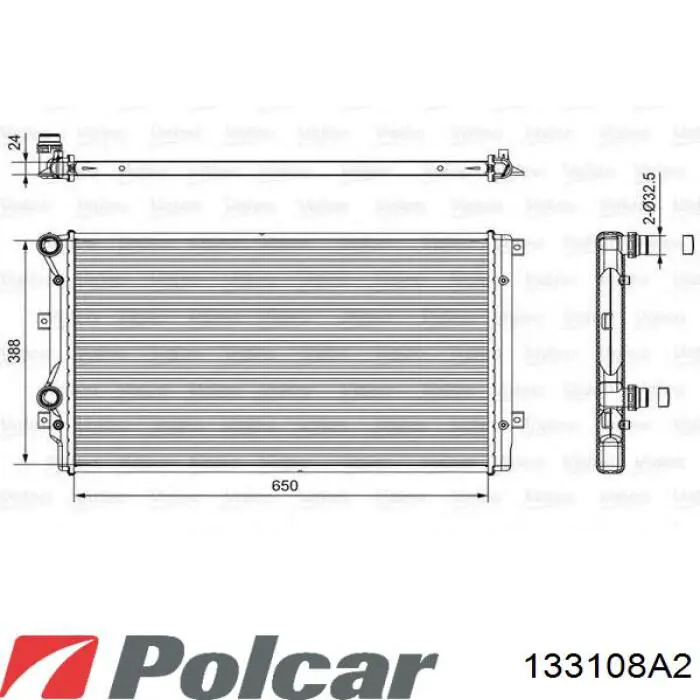 Радіатор основний Polcar 133108A2 ціна, від 38.29 USD
