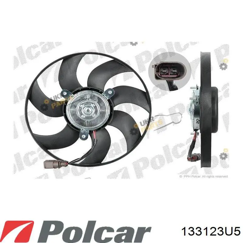 Купити 133123U5 Polcar Електровентилятор охолодження в зборі (двигун + крильчатка), правий