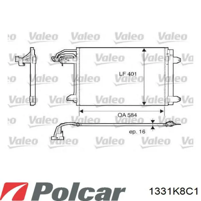 Радіатор кондиціонера 1331K8C1 Polcar