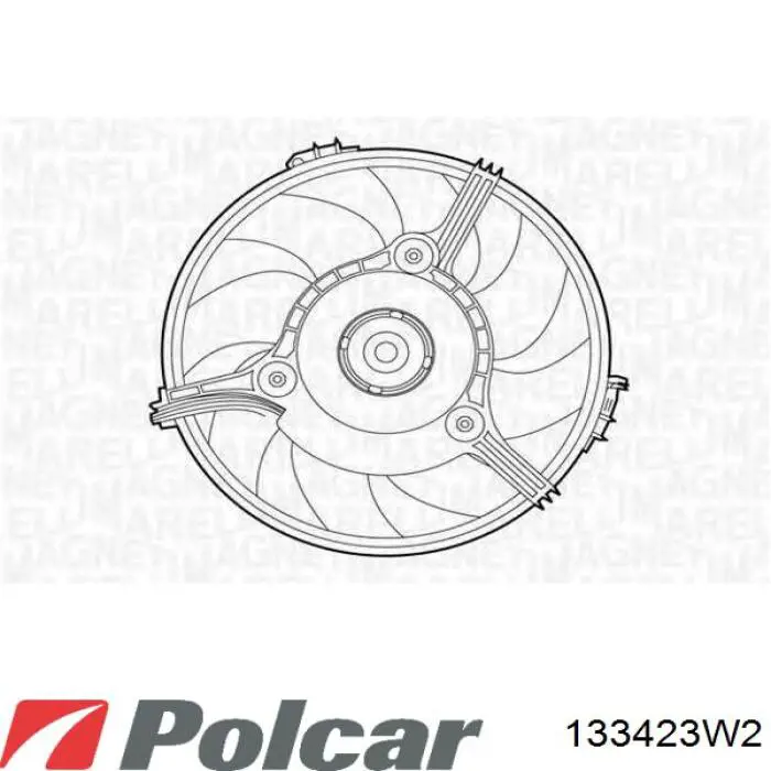 Дифузор радіатора охолодження, в зборі з двигуном і крильчаткою Polcar 133423W2 ціна, від 117.82 USD