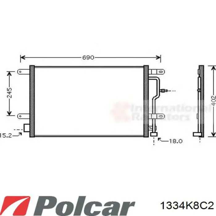 Радіатор кондиціонера 1334K8C2 Polcar