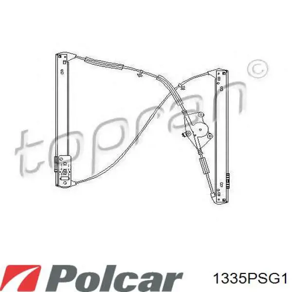 Механізм склопідіймача двері передньої, лівої 1335PSG1 Polcar