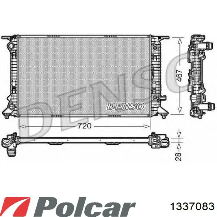 Радіатор охолодження двигуна 1337083 Polcar