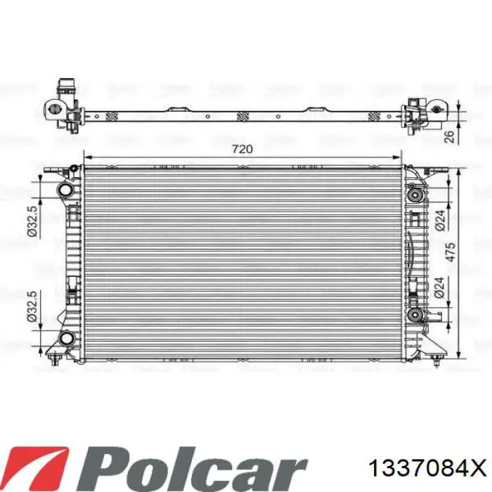 Купити 1337084X Polcar Радіатор двигуна
