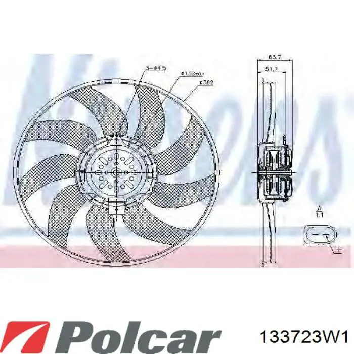 Дифузор (кожух) радіатора охолодження Polcar 133723W1 ціна, від 41.67 USD
