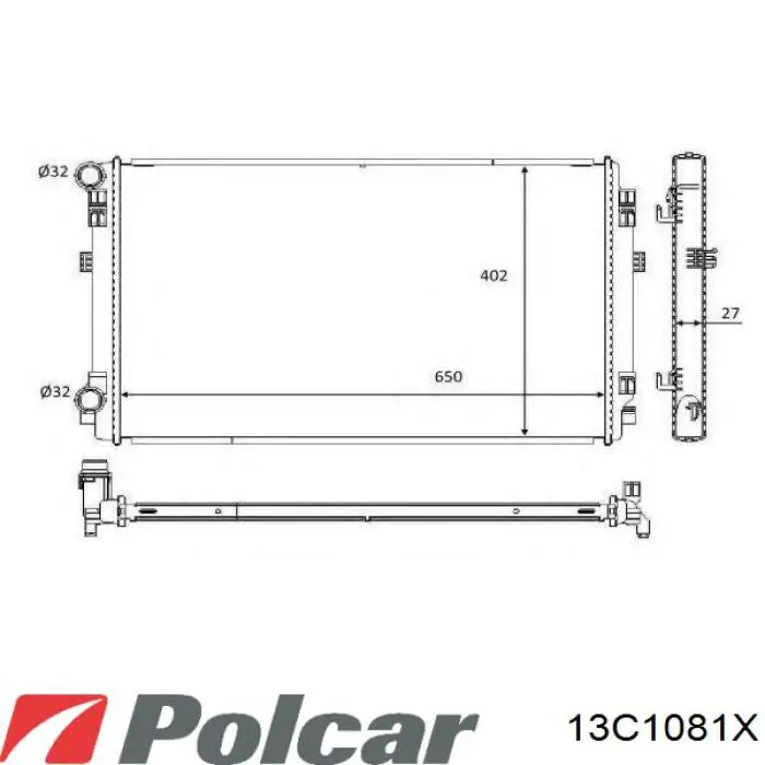 13C1081X Polcar радіатор охолодження двигуна