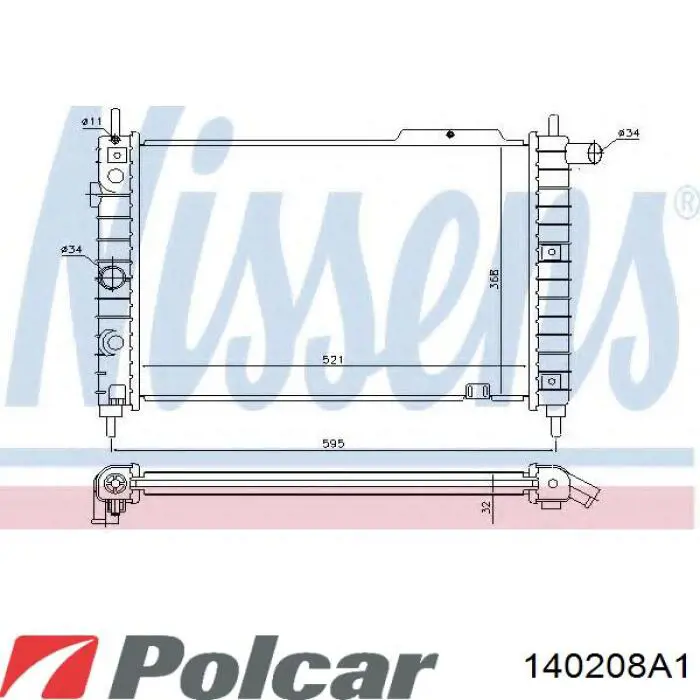 Радіатор основний Polcar 140208A1 ціна, від 34.51 USD
