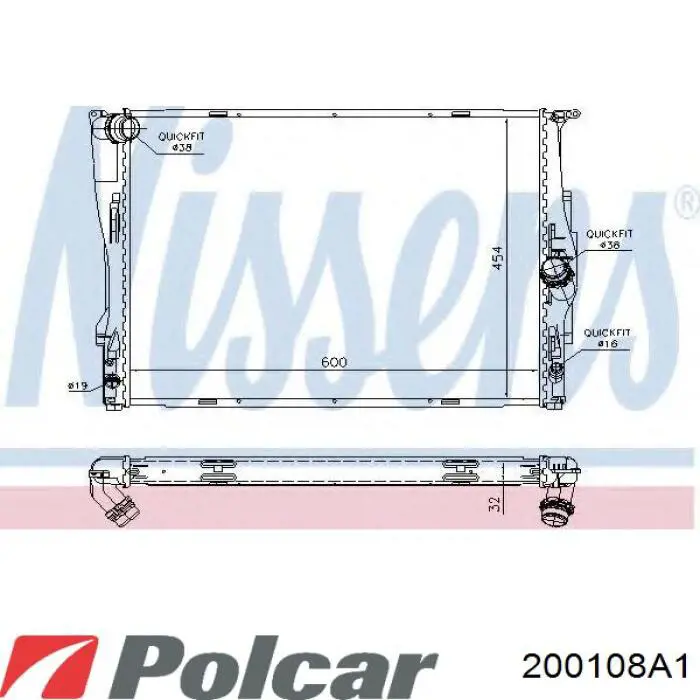 Радіатор основний Polcar 200108A1 ціна, від 76.52 USD