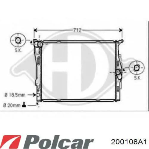 Радіатор охолодження двигуна 200108A1 Polcar