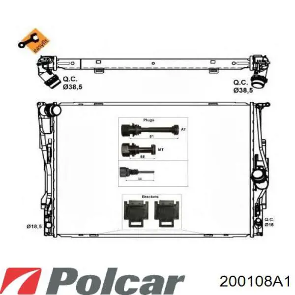 Купити 200108A1 Polcar Радіатор двигуна