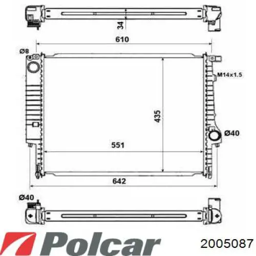 Радіатор основний Polcar 2005087 ціна, від 81.78 USD