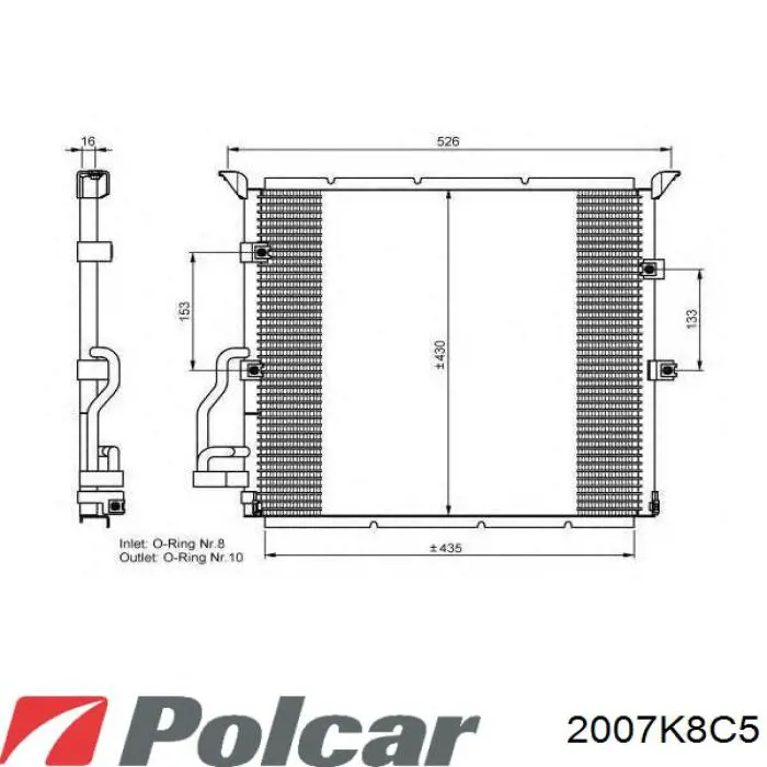 2007K8C5 Polcar радіатор кондиціонера
