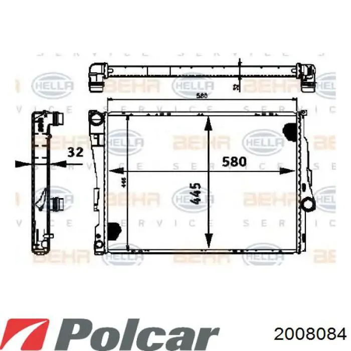 Купити 2008084 Polcar Радіатор двигуна
