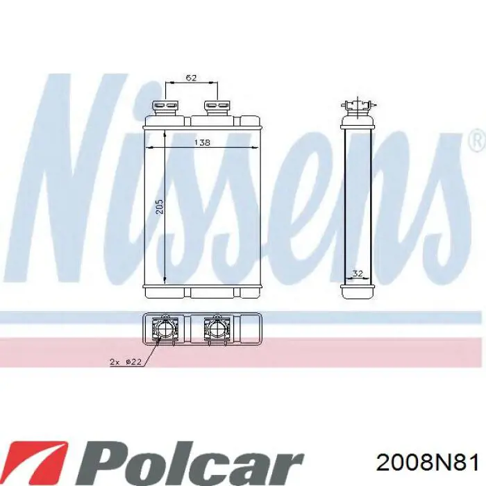2008N81 Polcar радіатор пічки (обігрівача)