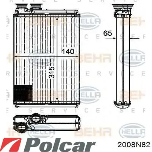 2008N82 Polcar Радіатор опалювача салону