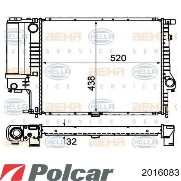 2016083 Polcar радіатор охолодження двигуна