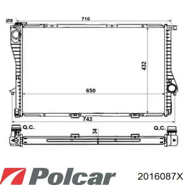 2016087X Polcar радіатор охолодження двигуна