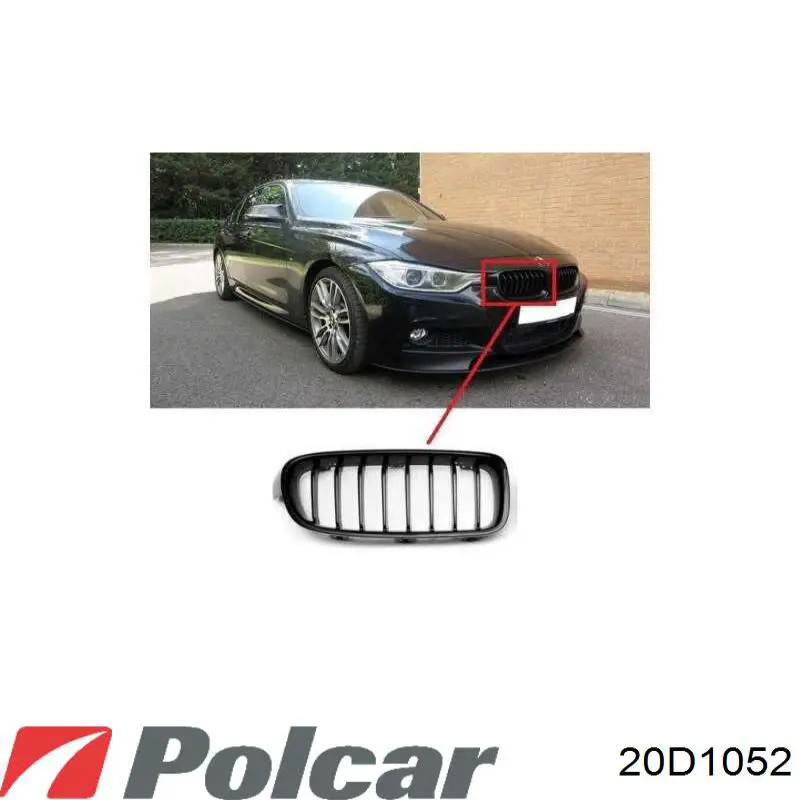 Решітка радіатора права Polcar 20D1052 ціна, від 46.58 USD
