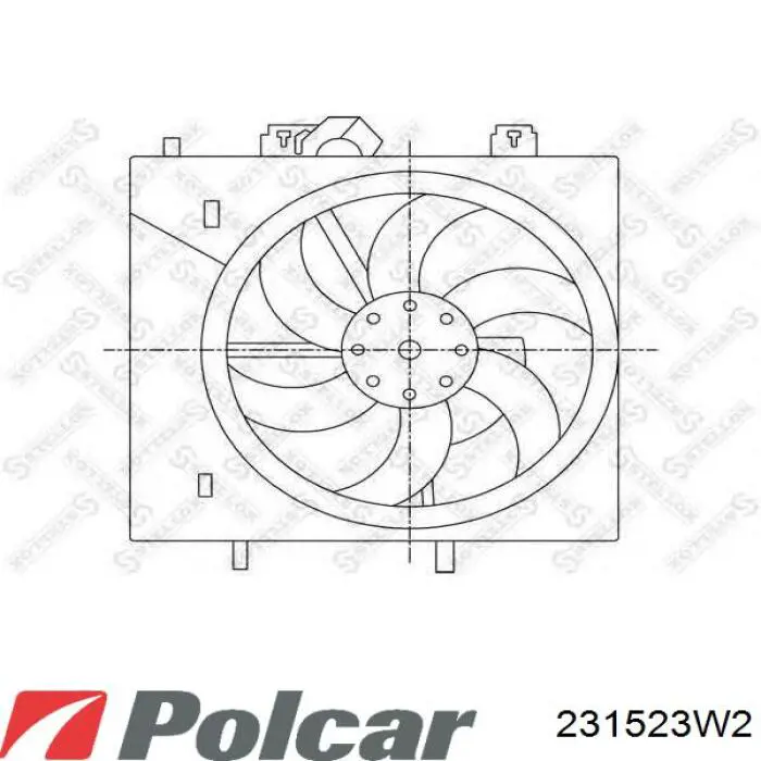 231523W2 Polcar дифузор радіатора охолодження, в зборі з двигуном і крильчаткою