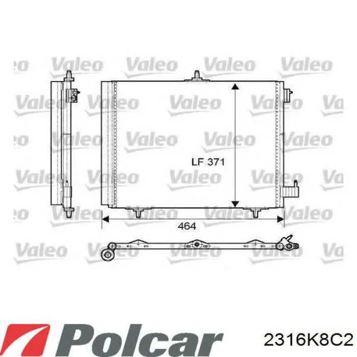 Купити 2316K8C2 Polcar Радіатор системи охолодження кондиціонера
