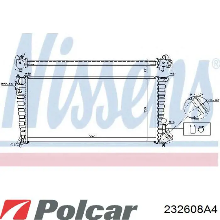 Радіатор охолодження двигуна 232608A4 Polcar