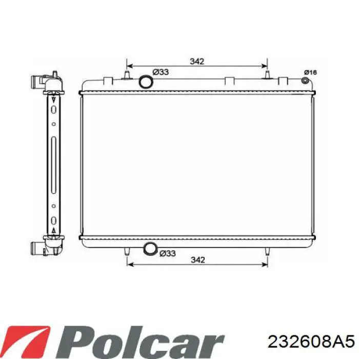 Радіатор охолодження двигуна 232608A5 Polcar