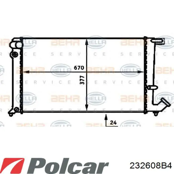 232608B4 Polcar Радіатор охолодження двигуна
