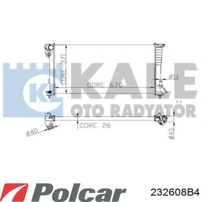 Радіатор основний Polcar 232608B4 ціна, від 49.02 USD