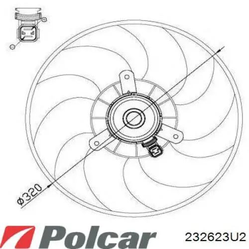 Вентилятор/крильчатка радіатора охолодження 232623U2 Polcar