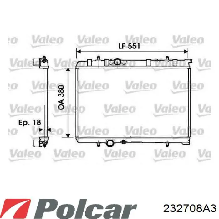 Радіатор основний Polcar 232708A3 ціна, від 30.96 USD