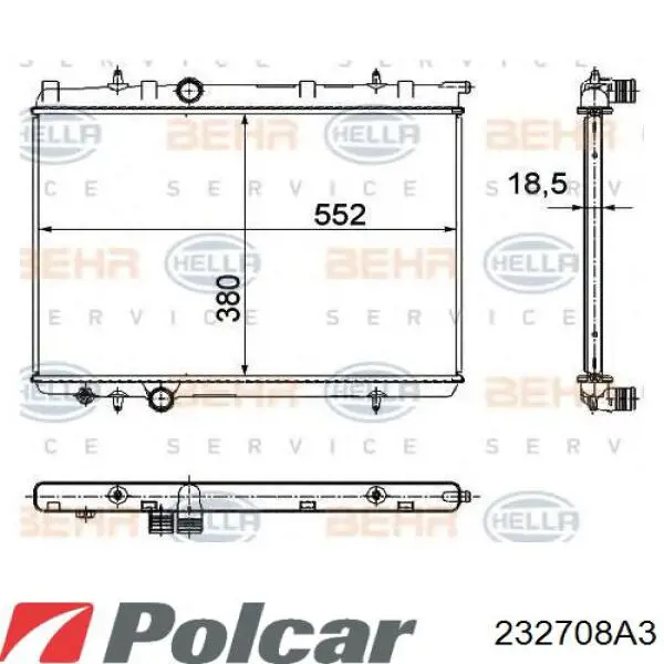 Купити 232708A3 Polcar Радіатор двигуна