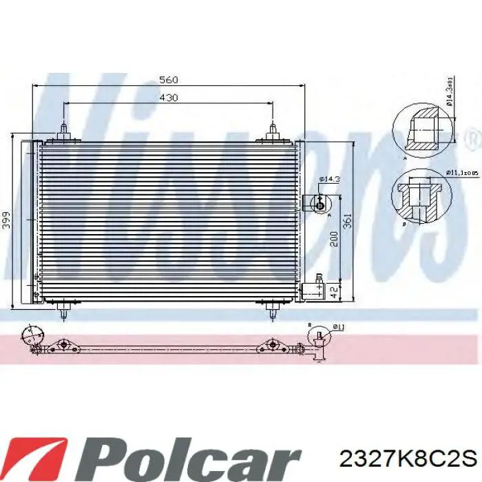 Купити 2327K8C2S Polcar Радіатор системи охолодження кондиціонера