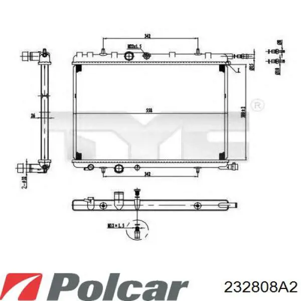 Радіатор охолодження двигуна 232808A2 Polcar